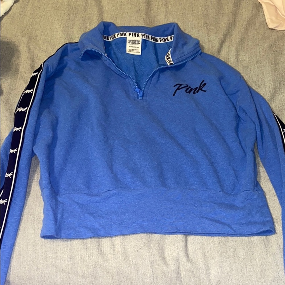PINK cropped quarter zip hoodie